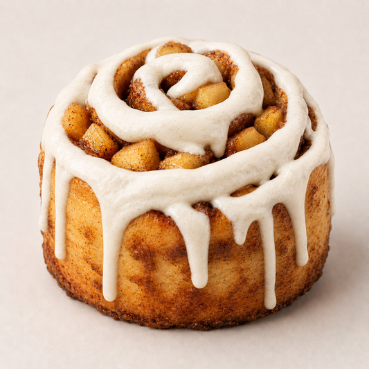 Apple Pie Roll with opaque vanilla bean icing