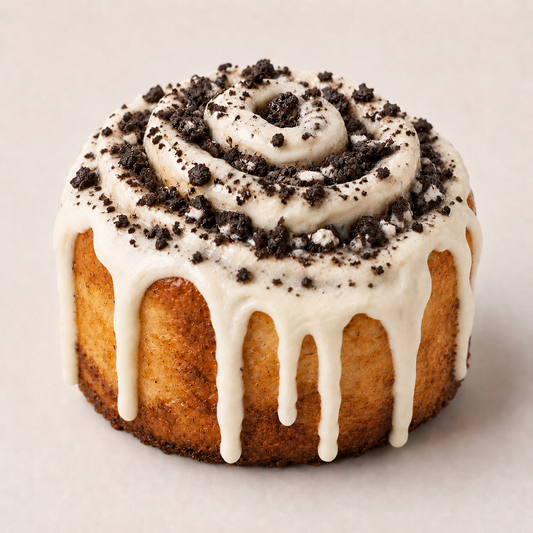 Cookies and Cream Roll topped with Oreo cookie crumbs